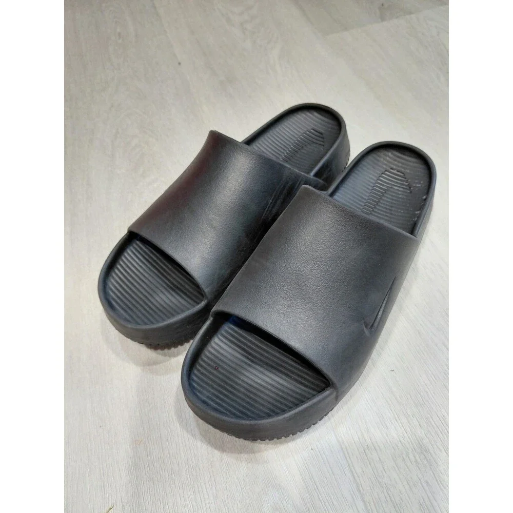 Nike Calm Slide Sandals  Men Sz 13 Black Slip-On Comfort Sandals